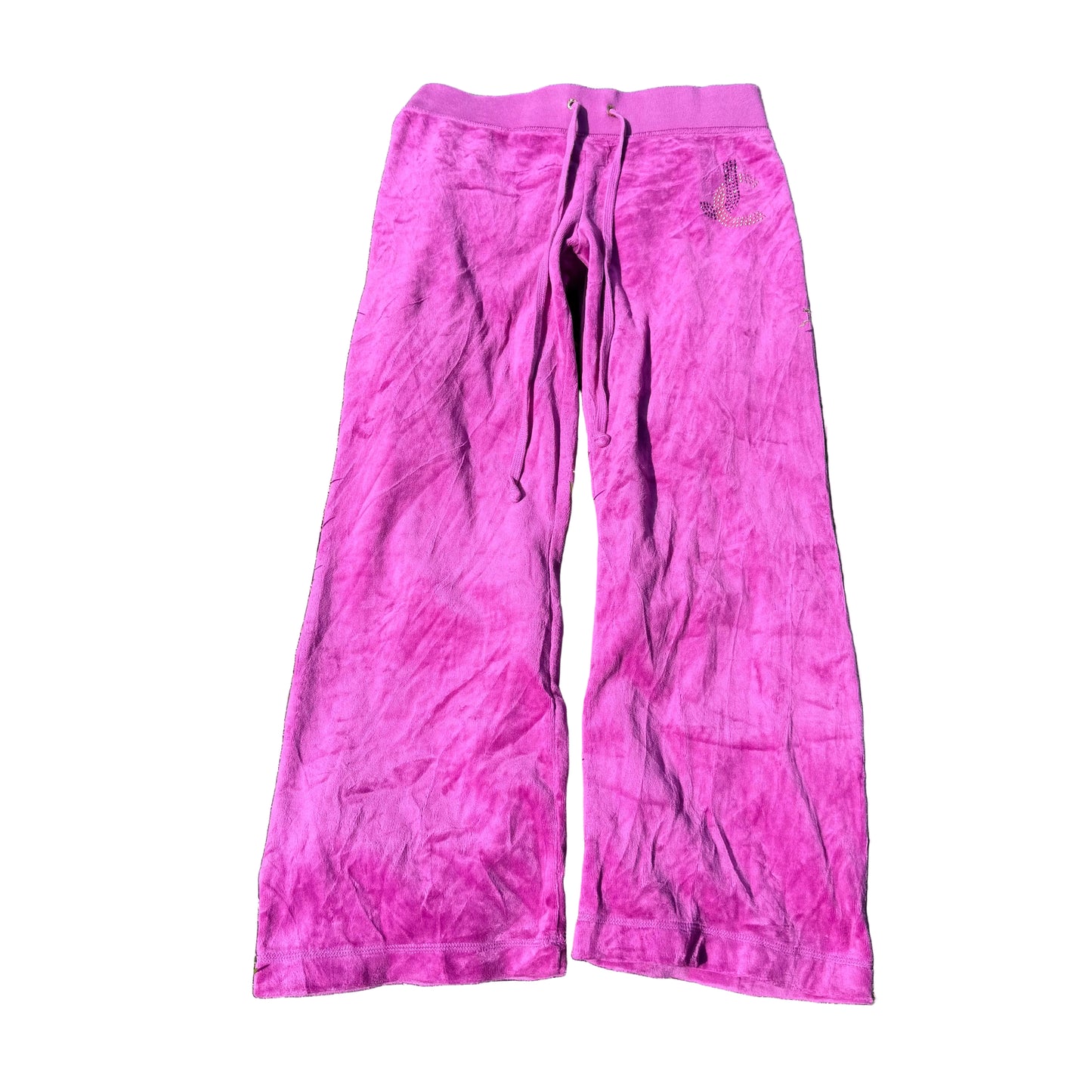 Juicy Couture Womens Magenta Velour Flared Track Pant Rhinestones Design Size XS
