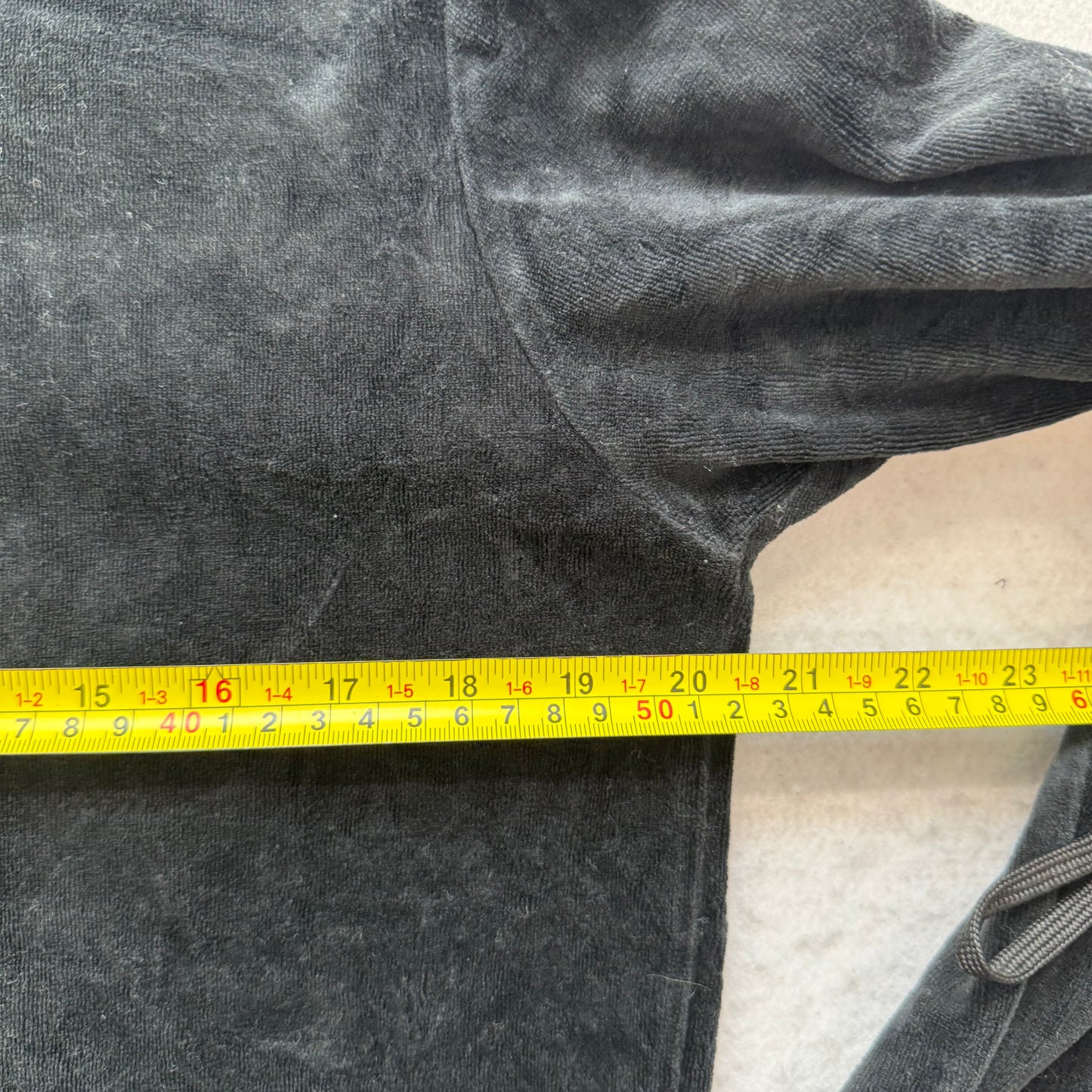 Juicy Couture Women's Jet Black Velour Full Zip Hoodie Kangaroo Pockets Size XL