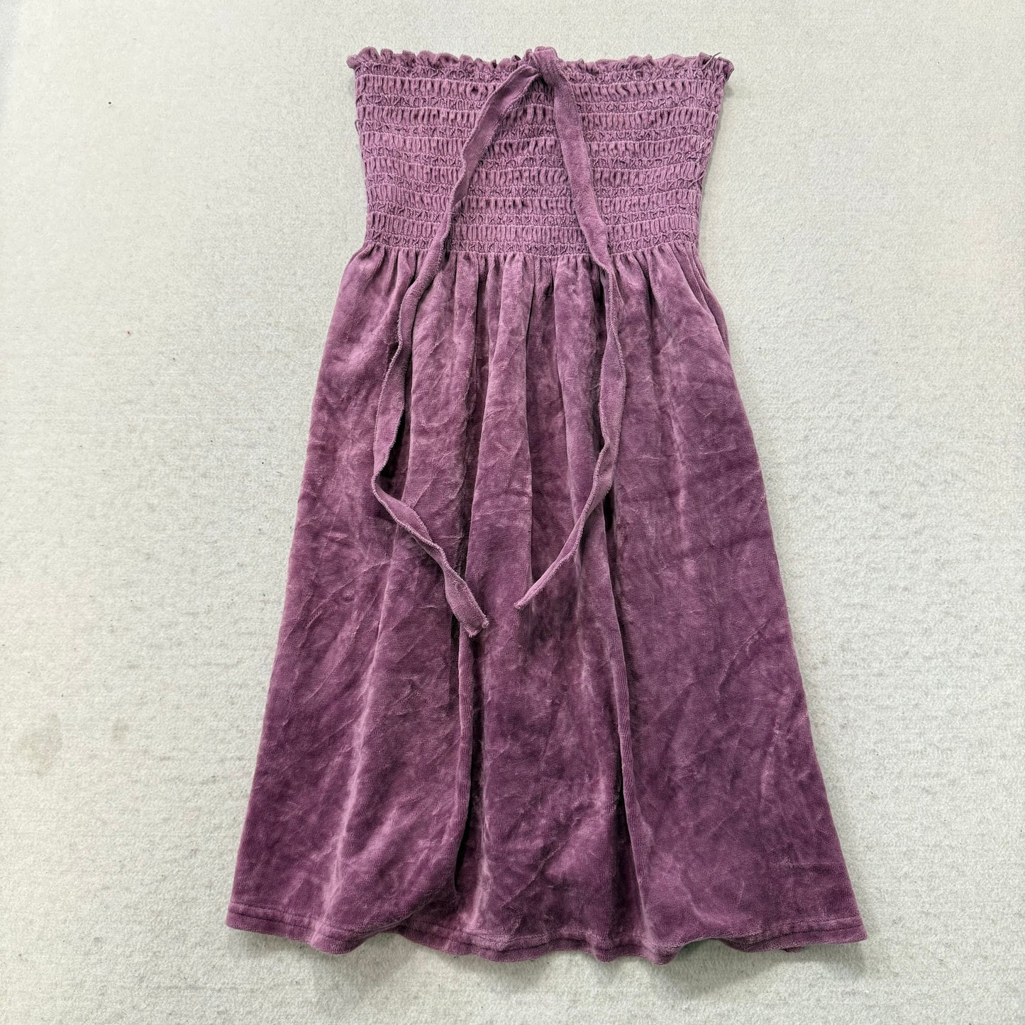 2003 VTG Juicy Couture Women's Purple Velour Smocked Tube Dress Strapless Size M
