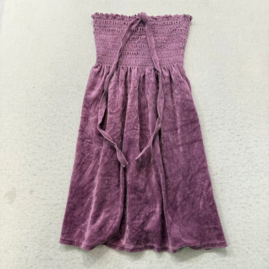 2003 VTG Juicy Couture Women's Purple Velour Smocked Tube Dress Strapless Size M