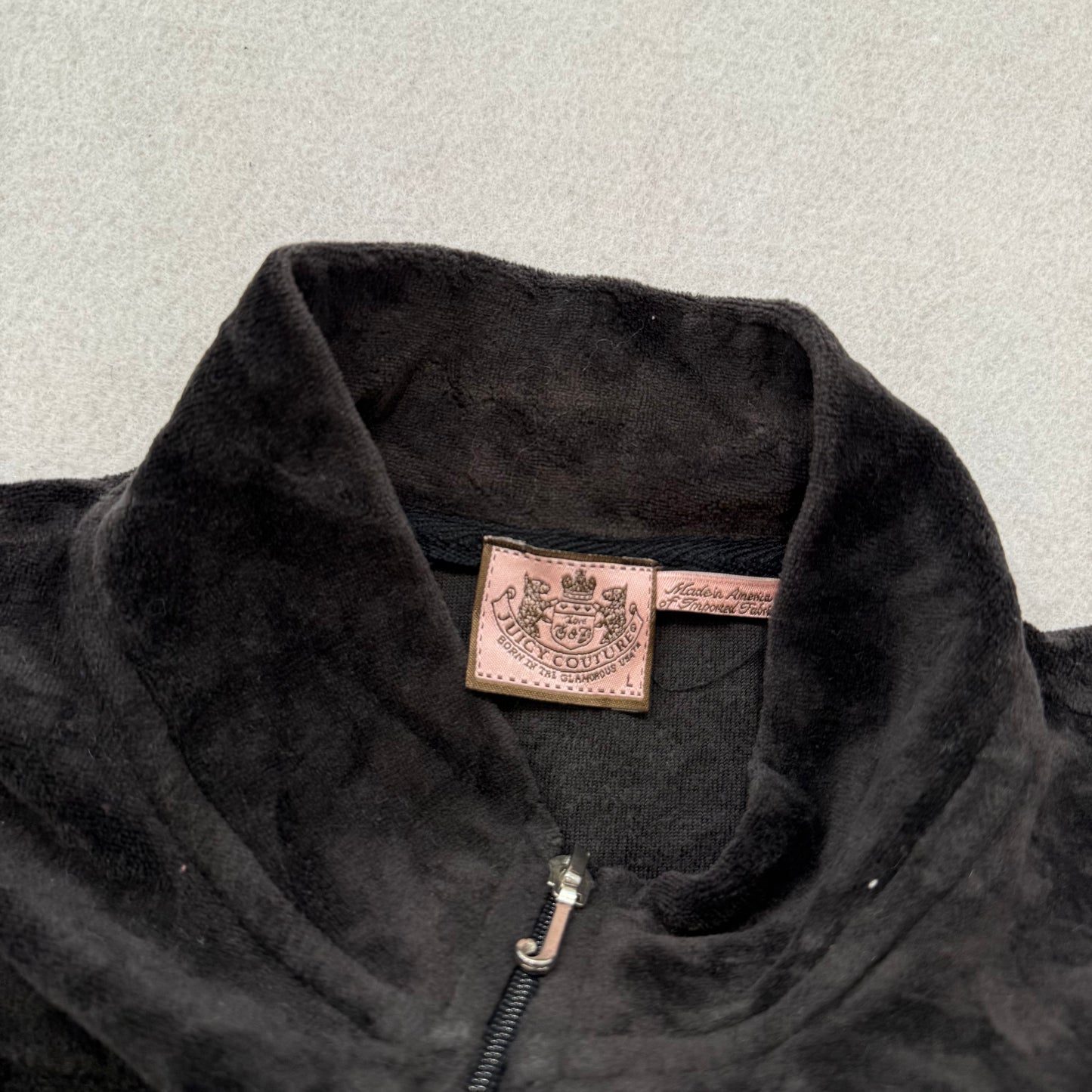 Vintage Juicy Couture Women Dark Brown Velour Jacket & Pant Tracksuit Set Size L