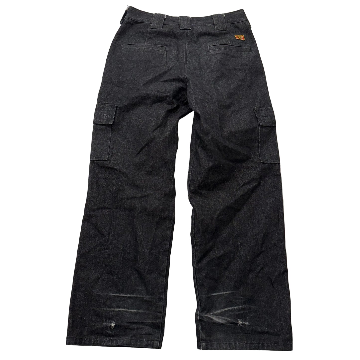 FB County Mens Black Cotton Blend Baggy Fit Cargo Denim Pants Streetwear Size 32