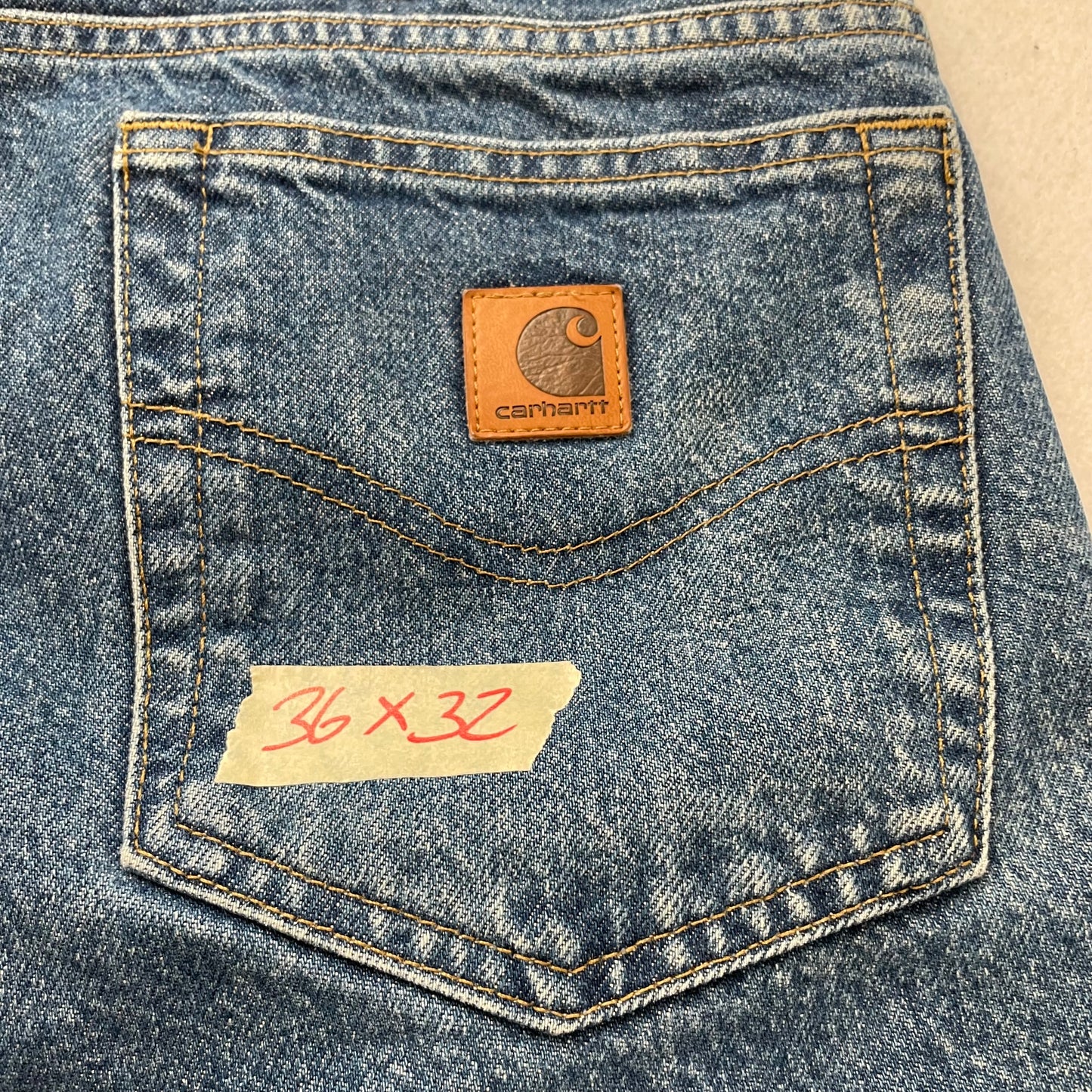 Carhartt B172 Men's Blue 100% Cotton Denim Relaxed Fit Jeans Workwear Size 36x32