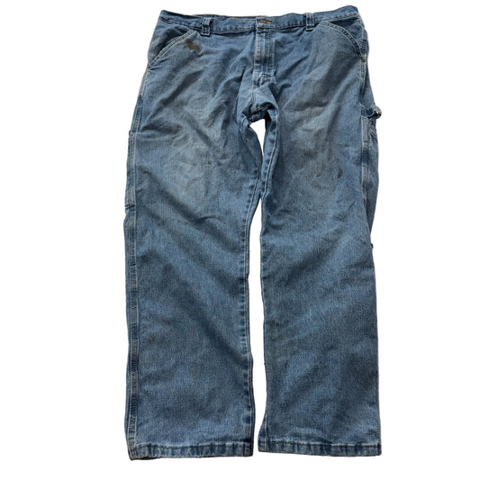 Wrangler Men Blue Straight Fit Carpenter Denim Jeans Work Wear Pocket Size 38x30