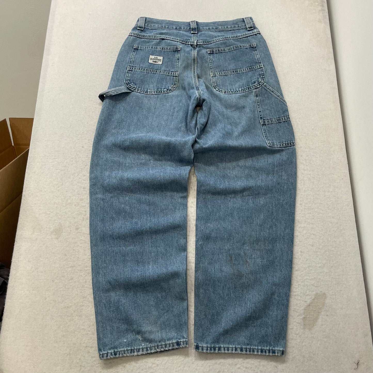 Lee Dungarees Men's Blue Wide Leg Carpenter Denim Jeans Pockets Logo Size W31