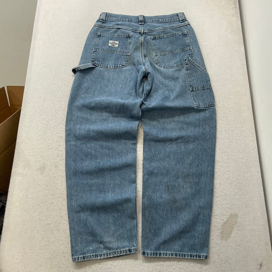 Lee Dungarees Men's Blue Wide Leg Carpenter Denim Jeans Pockets Logo Size W31
