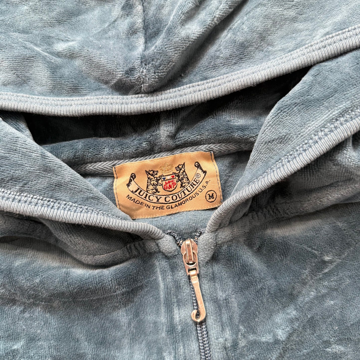 2003 Vintage Juicy Couture “Scottie Dog” Women's Slate Blue Zip Up Hoodie Size M