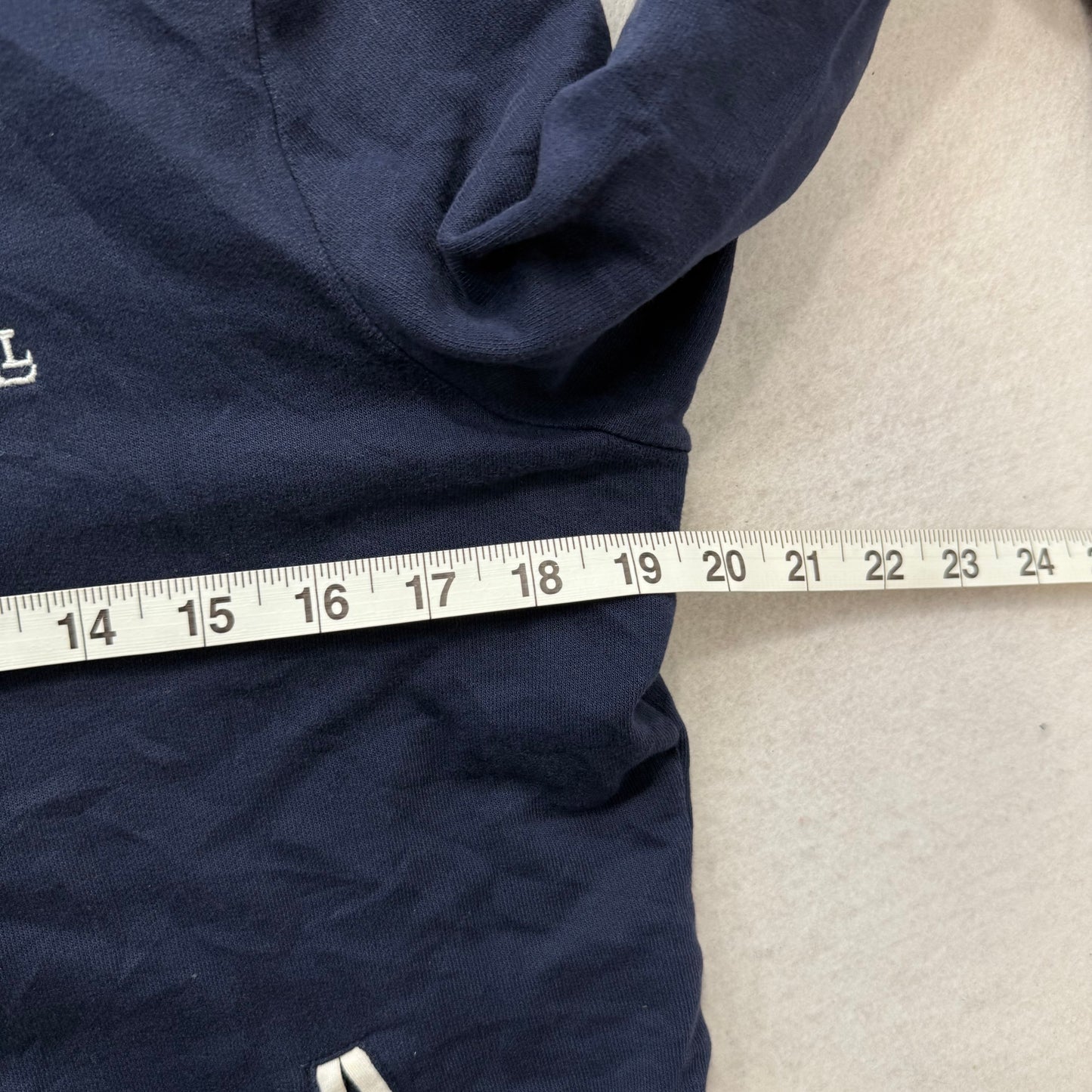 Lauren Ralph Lauren Navy Zip Hoodie Drawstring Small Logo Stains Size M