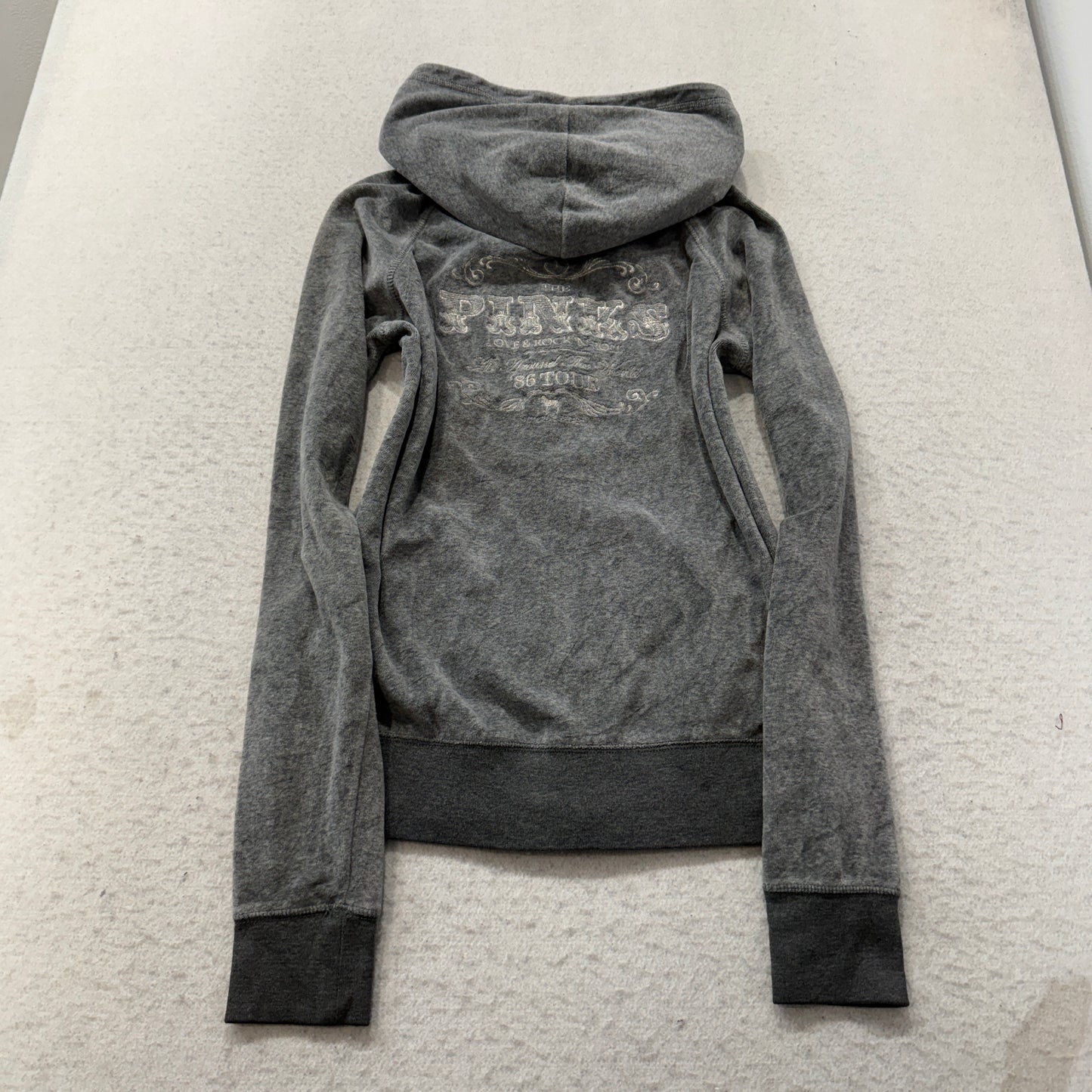 Victoria's Secret PINK 86 Tour Women Gray Velour Tracksuit Set Hoodie & Pant M/S