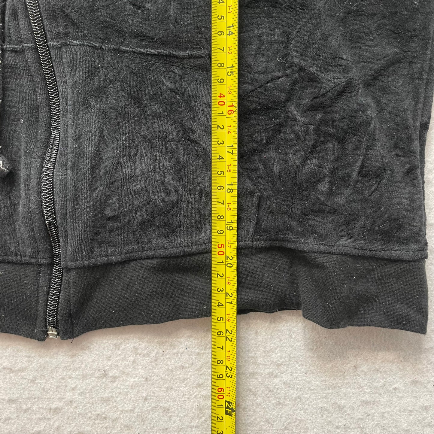 Juicy Couture Women's Black Velour Zip-Up Hoodie Drawstring Pockets Y2k Size XL