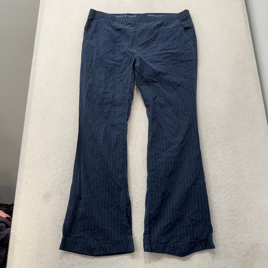 Dickies Women's Navy Blue Pinstripe Flare Pants Elastic Waist Cuffed Hem Size S