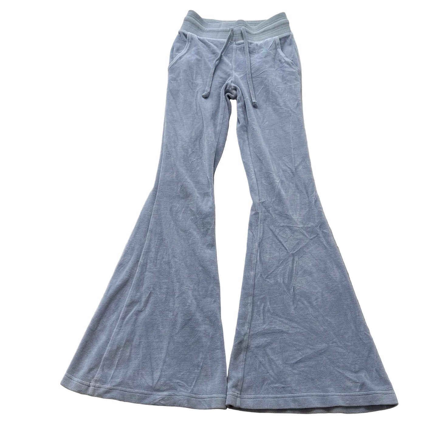 Vintage Juicy Couture Women's Slate Blue Velour Flared Leg Track Pants Size S