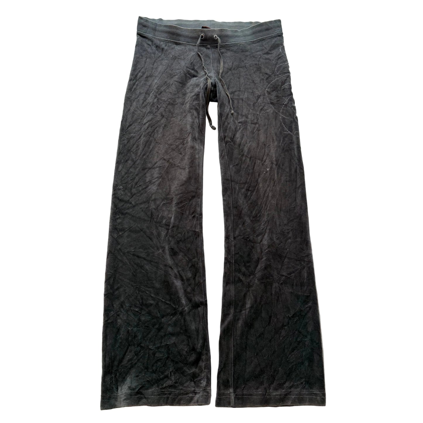 Juicy Couture Women's Charcoal Gray Velour Flared Track Pants Loungewear Size P