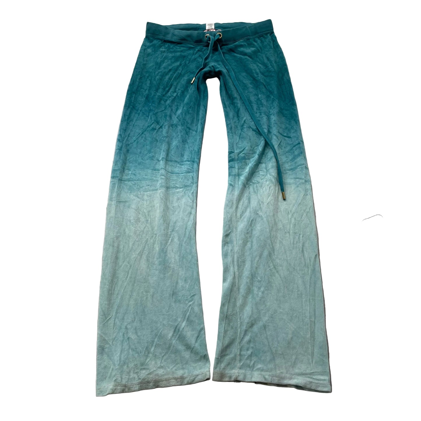 Vintage Juicy Couture Women's Teal Ombre Velour Flared Leg Track Pant Y2K Size S