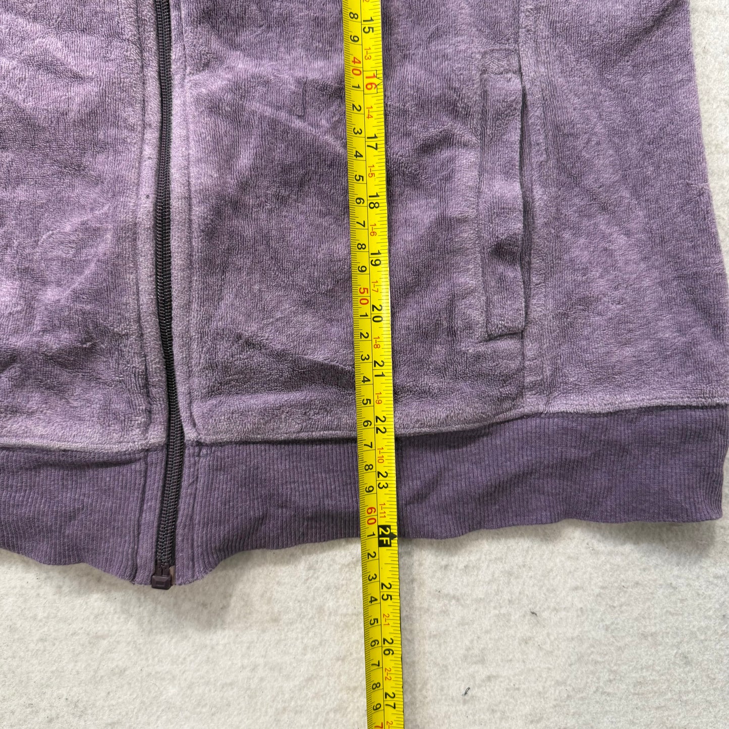 Juicy Couture Women Purple Velour Zip-Up Track Jacket Long Sleeve Pocket Size XL