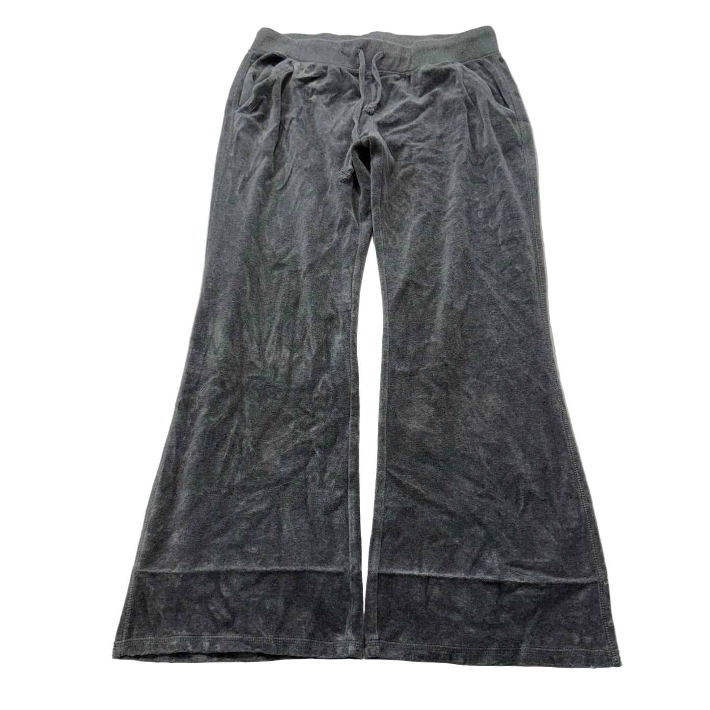Vintage Juicy Couture Women's  Gray Velour Flared Track Pants Drawstring Size L
