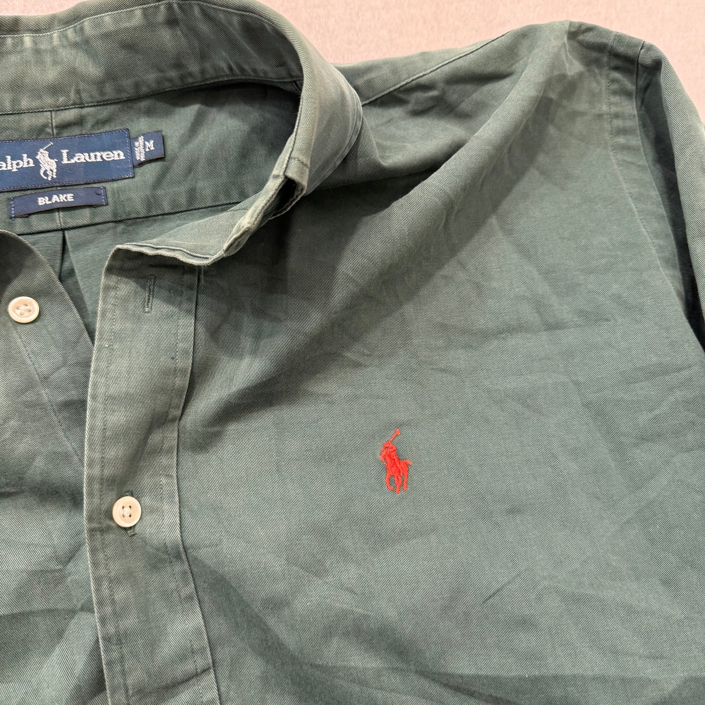 Ralph Lauren Blake Mens Hunter Green Cotton Button-Down Shirt Long Sleeve Size M