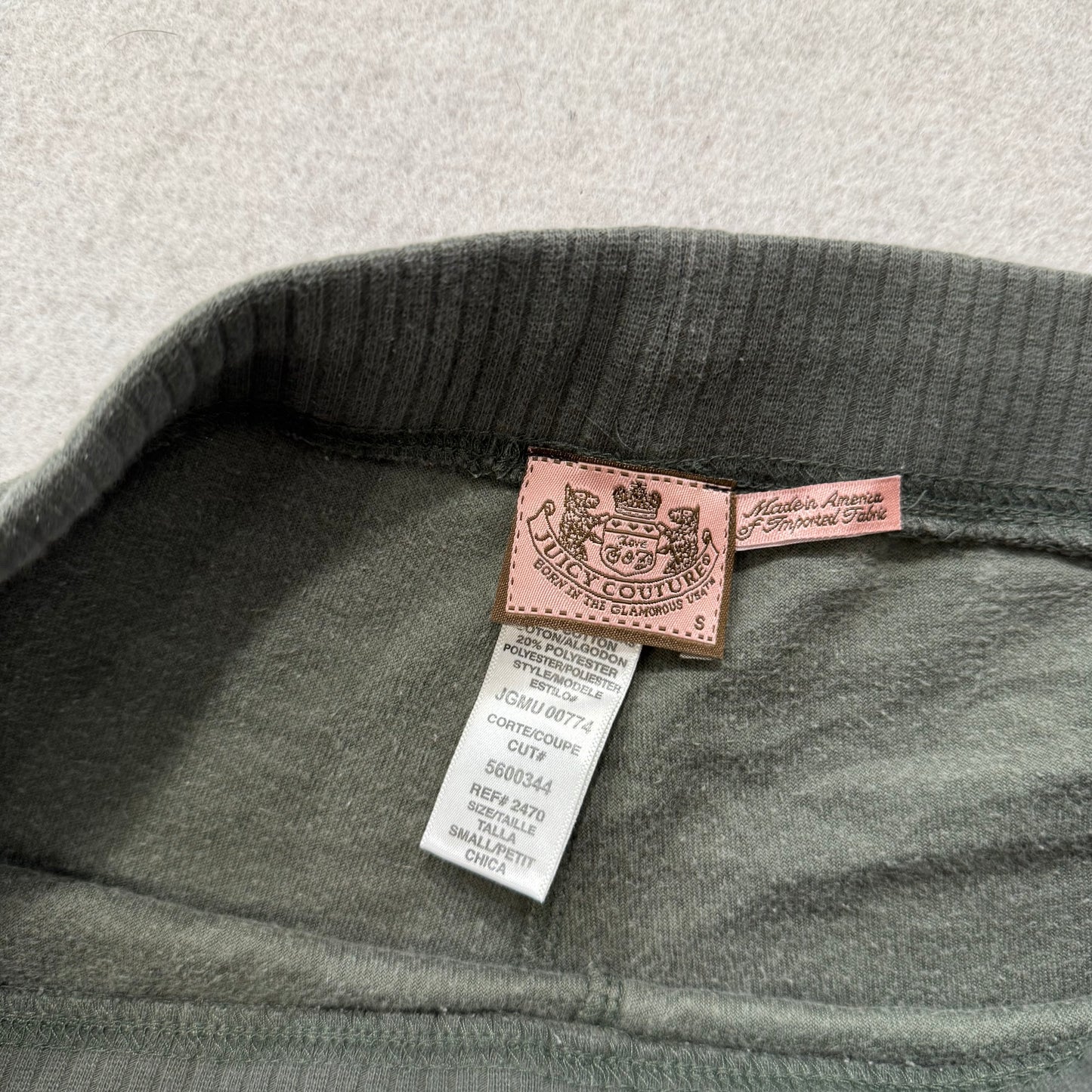 Vintage Juicy Couture Women's Army Green Velour Flare Wide Leg Track Pant Size S