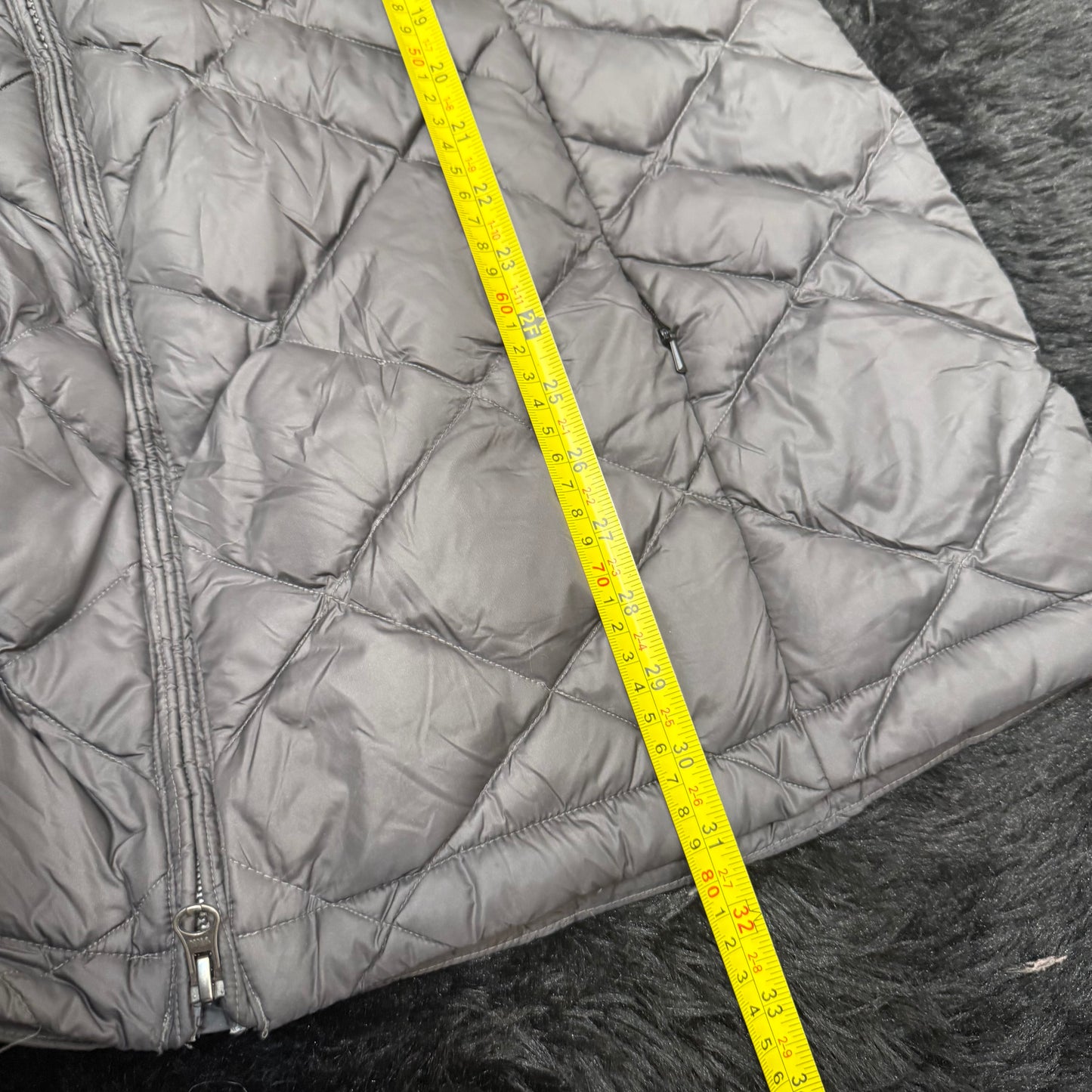 The North Face Women's Gray Diamond Quilted Zip Up Parka Jacket Logo Size XL
