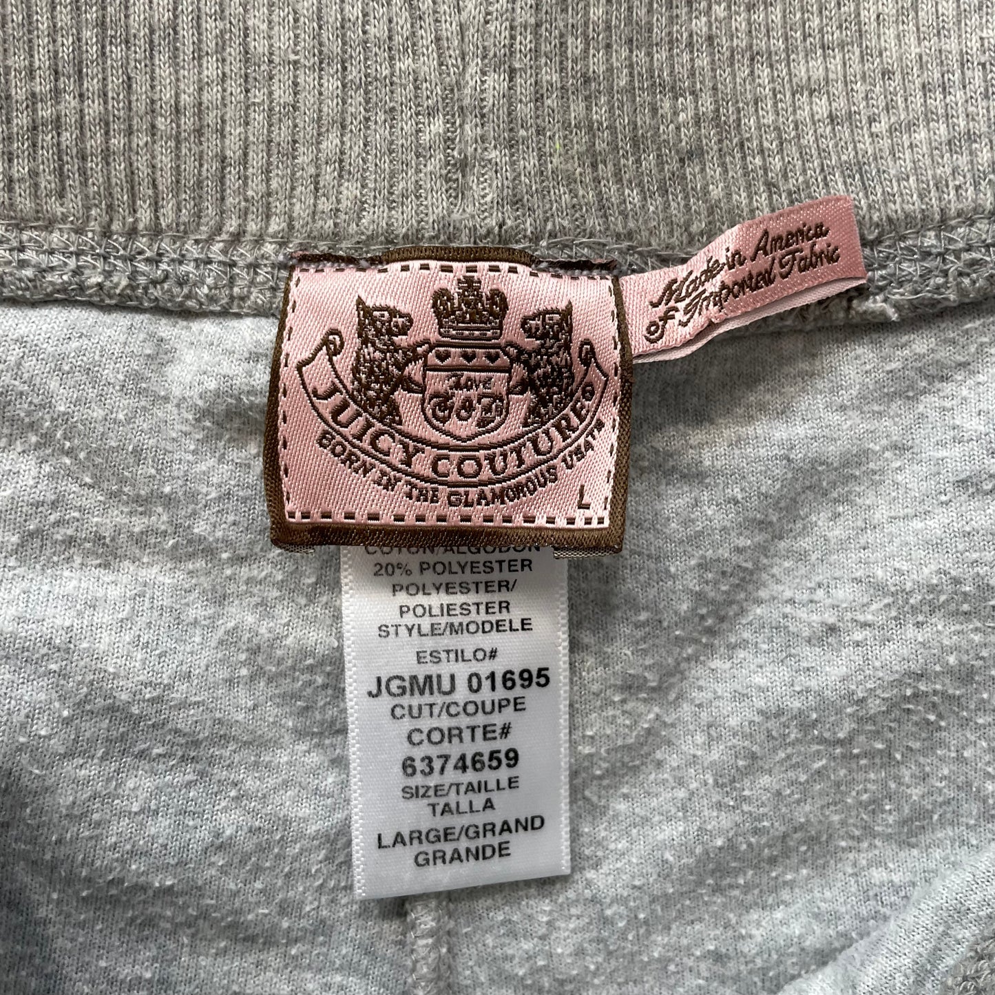 Juicy Couture Women's Gray Velour Tracksuit Set Zip-Up Hoodie & Pant Size M/L