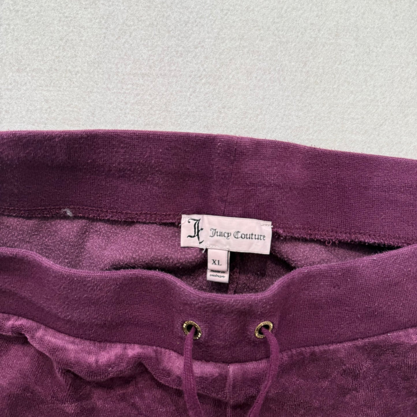 Vintage Juicy Couture Purple Drawstring Flare Velour Pants Size XL