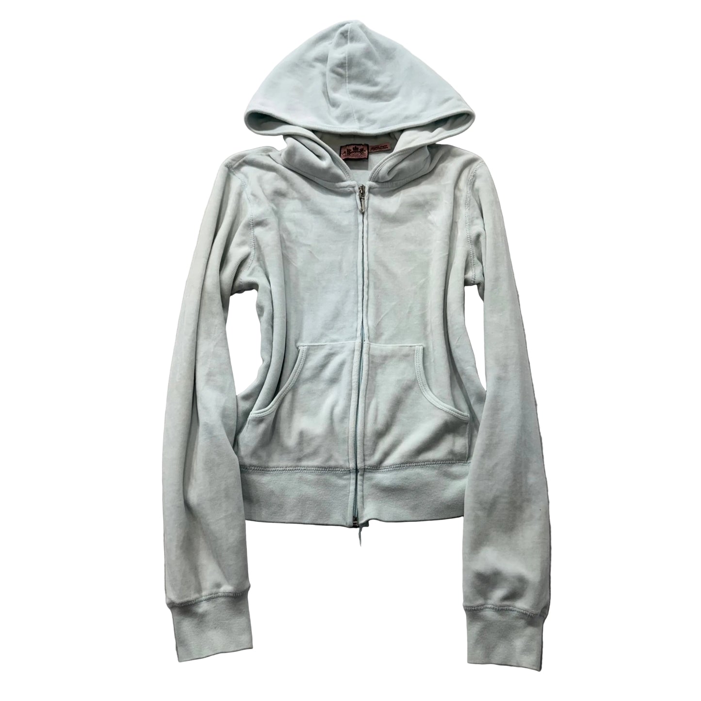 Vintage Juicy Couture Women's Light Mint Velour Zip-Up Hoodie Loungewear Size S