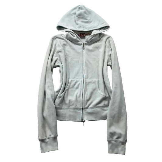 Vintage Juicy Couture Women's Light Mint Velour Zip-Up Hoodie Loungewear Size S