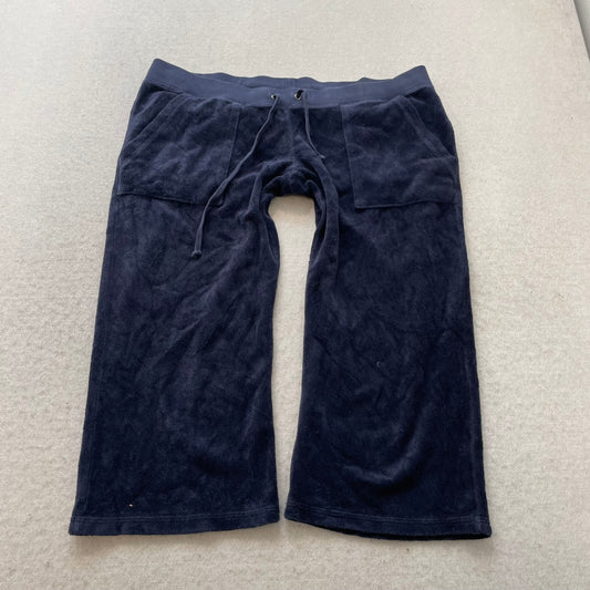 Juicy Couture Women's Navy Blue Terry Cloth Wide Leg Capri Pant Maternity Size S