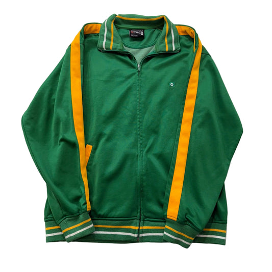 South Pole Men's Green Yellow Striped Full-Zip Track Jacket Hip Hop Y2K Size M