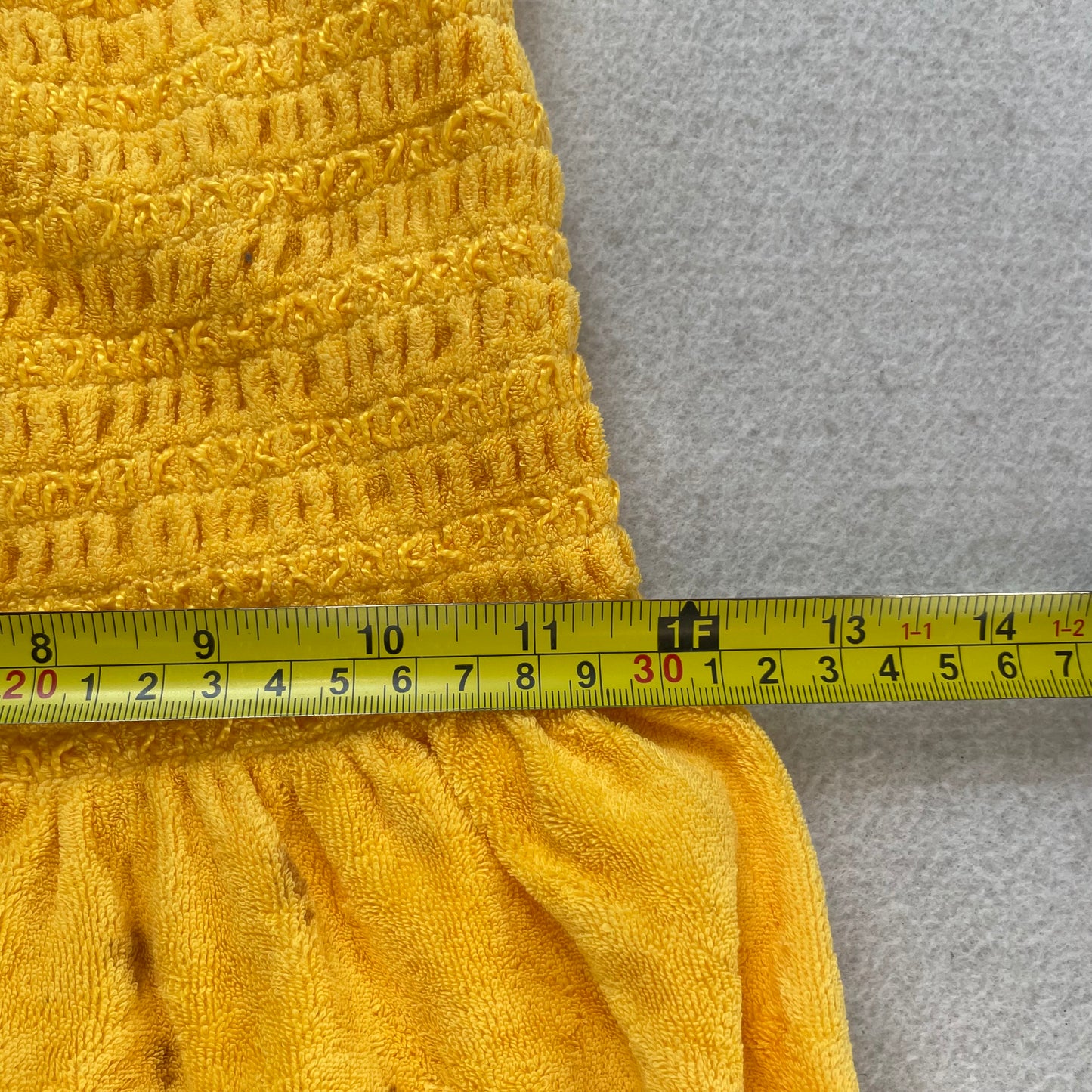 Juicy Couture Women's Yellow Velour Smocked Strapless Flare Dress Classic Size M