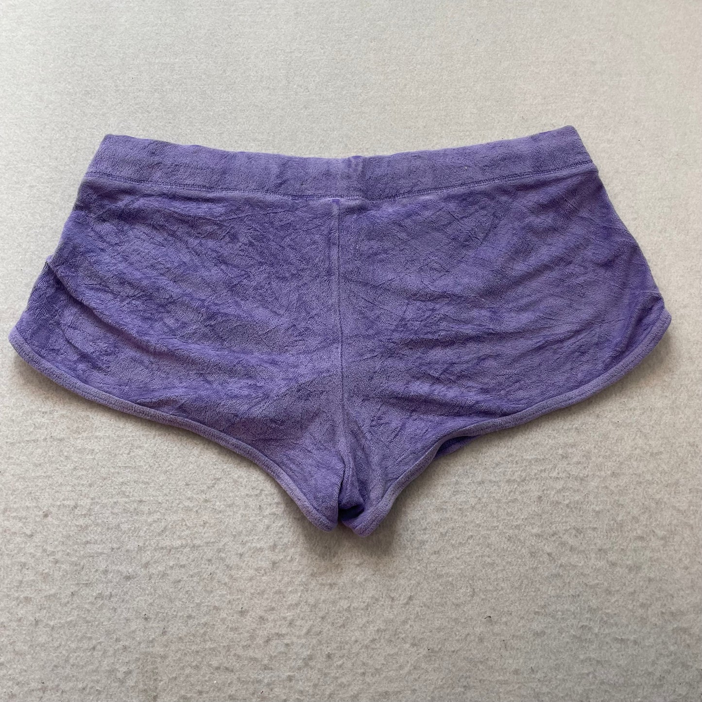 PINK Victoria's Secret Women Purple Terrycloth Varsity Shorts Sequin Logo Size M