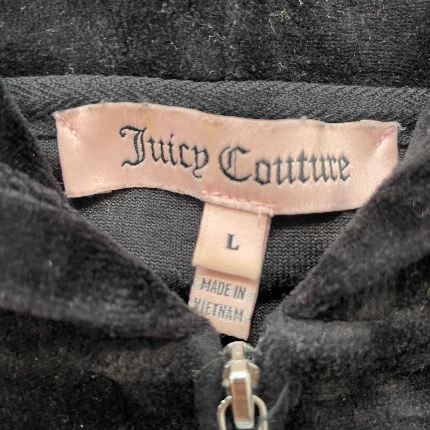 Juicy Couture Women's Black Velour Tracksuit Set Rhinestone Snake Design Size L