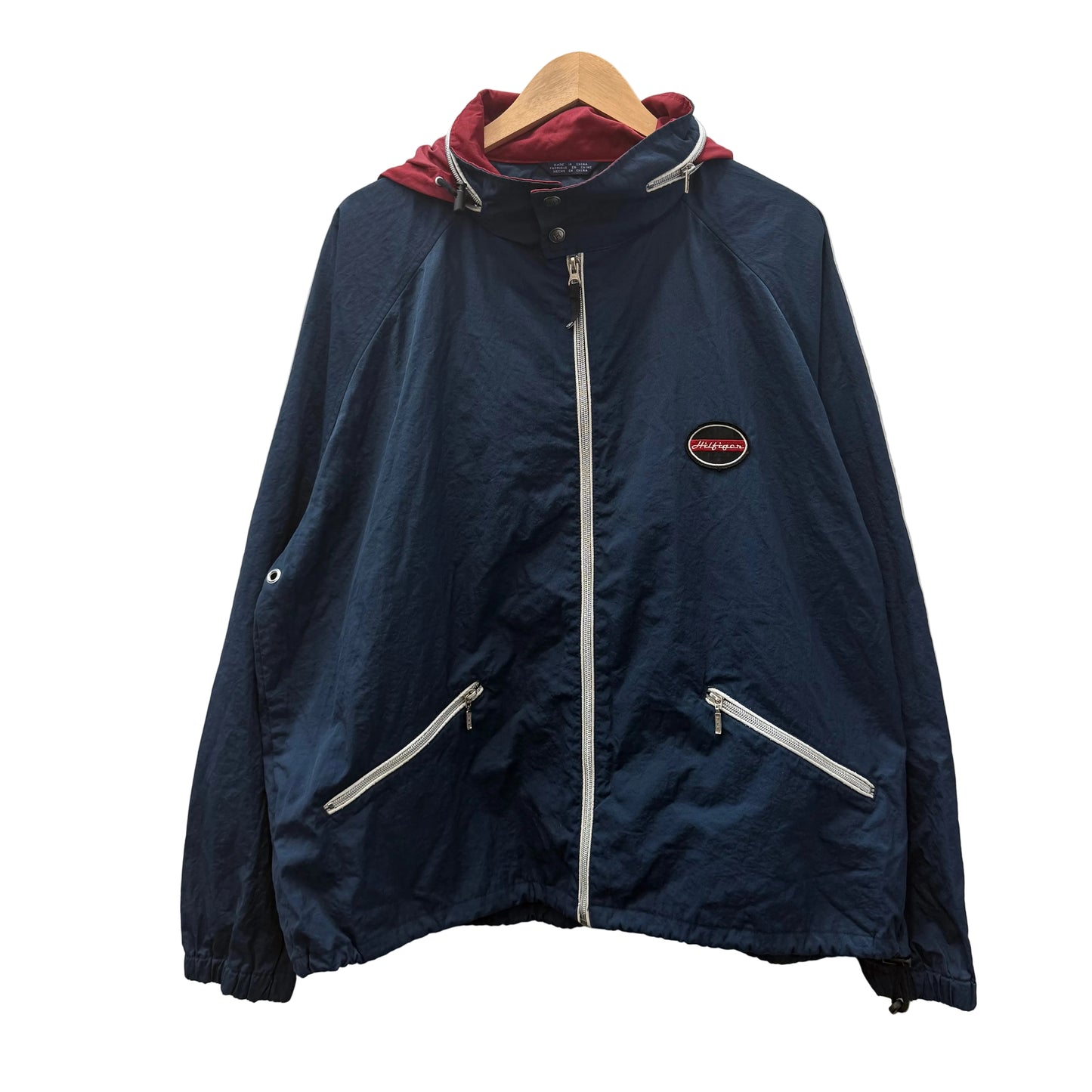 Tommy Hilfiger Men's Navy Blue Full Zip Windbreaker Jacket Zip Pockets Size XL