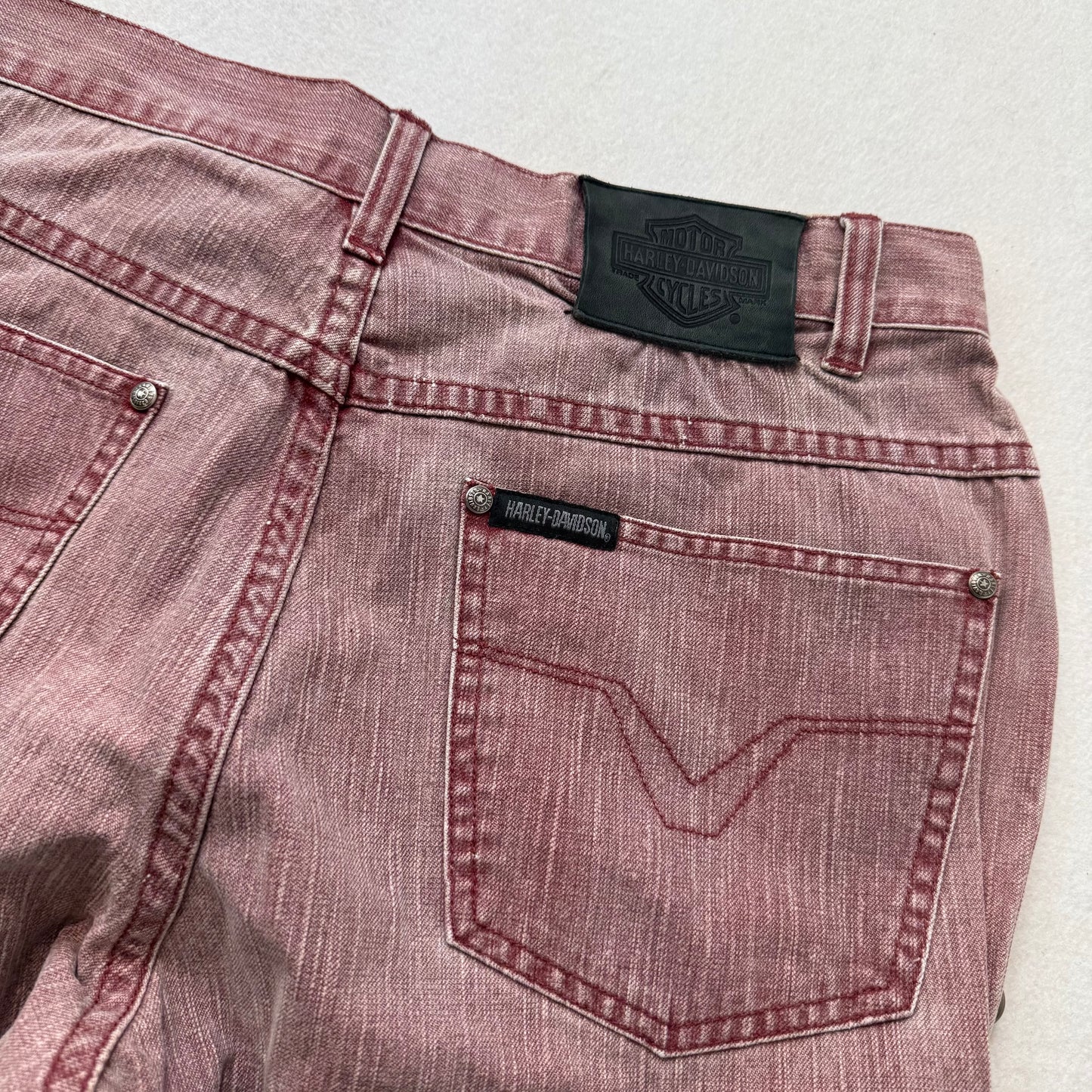 Vintage Harley-Davidson dusty rose snap button pants size 30