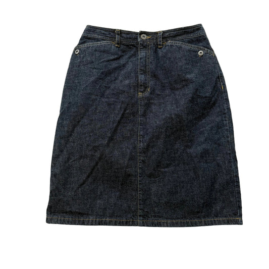 Liz Claiborne Women's Charcoal Denim A-Line Skirt Knee-Length Snap Pocket Size 6