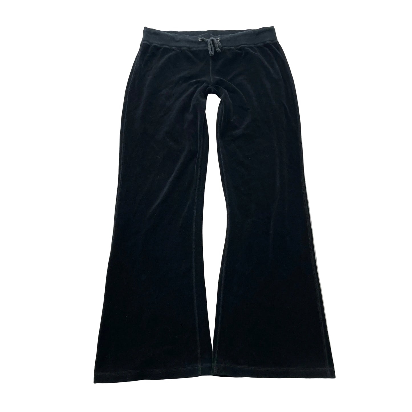 Juicy Couture Women's Black Velour Flared Leg Track Pants Drawstring Y2K Size M