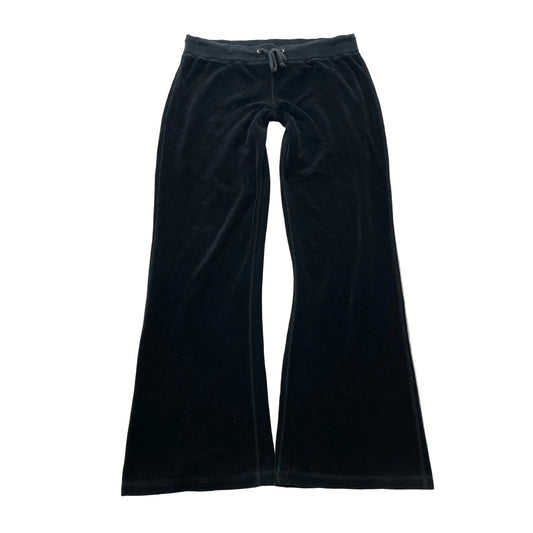 Juicy Couture Women's Black Velour Flared Leg Track Pants Drawstring Y2K Size M