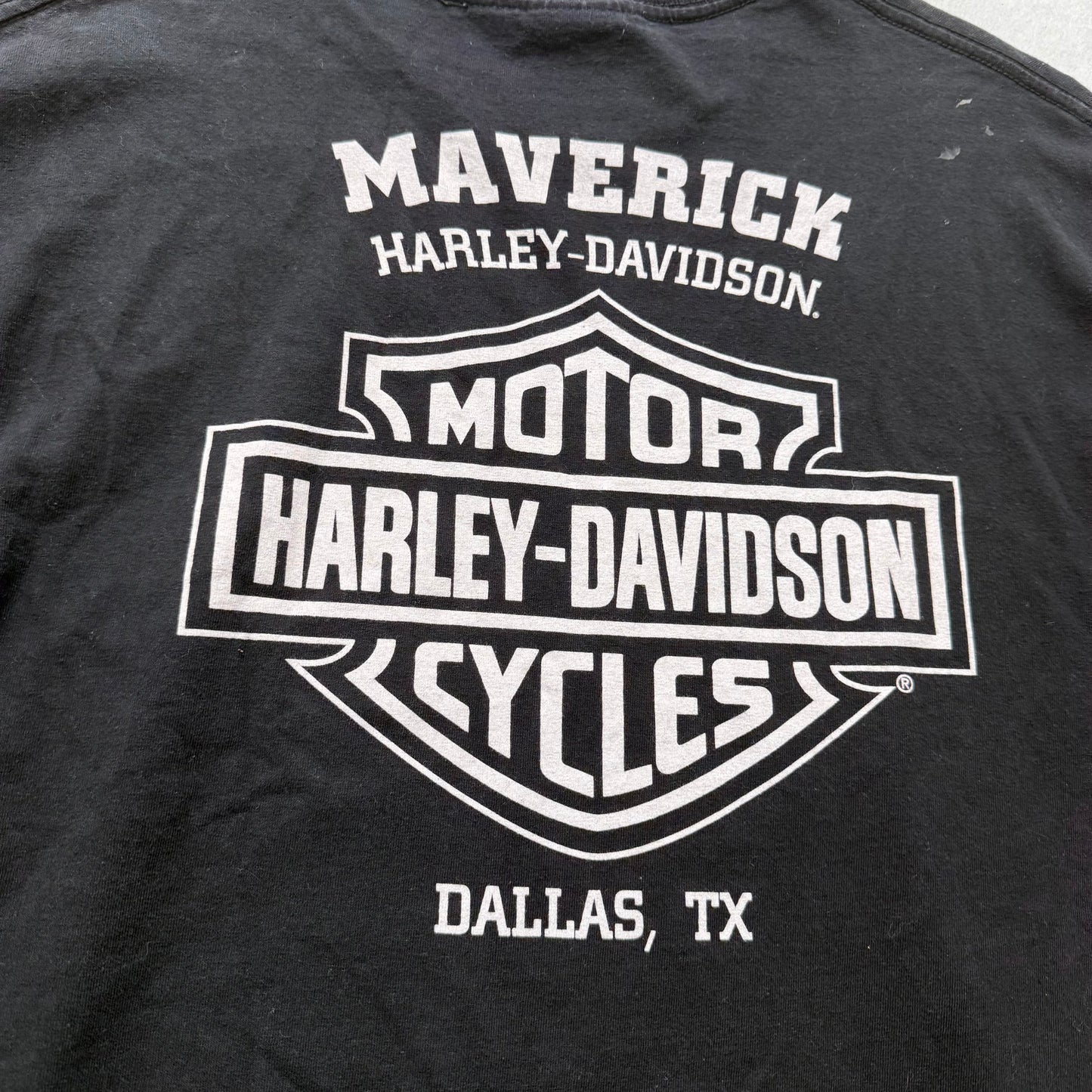 Harley-Davidson Maverick Dallas, TX Men's Black Cotton T-Shirt Crew Neck Size XL