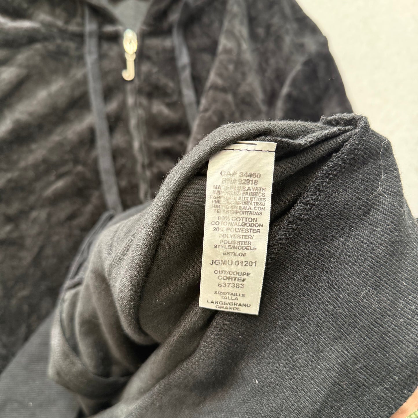 Juicy Couture Women Black Tracksuit Set Zip Up Hoodie & Flared Pant Logo Size L