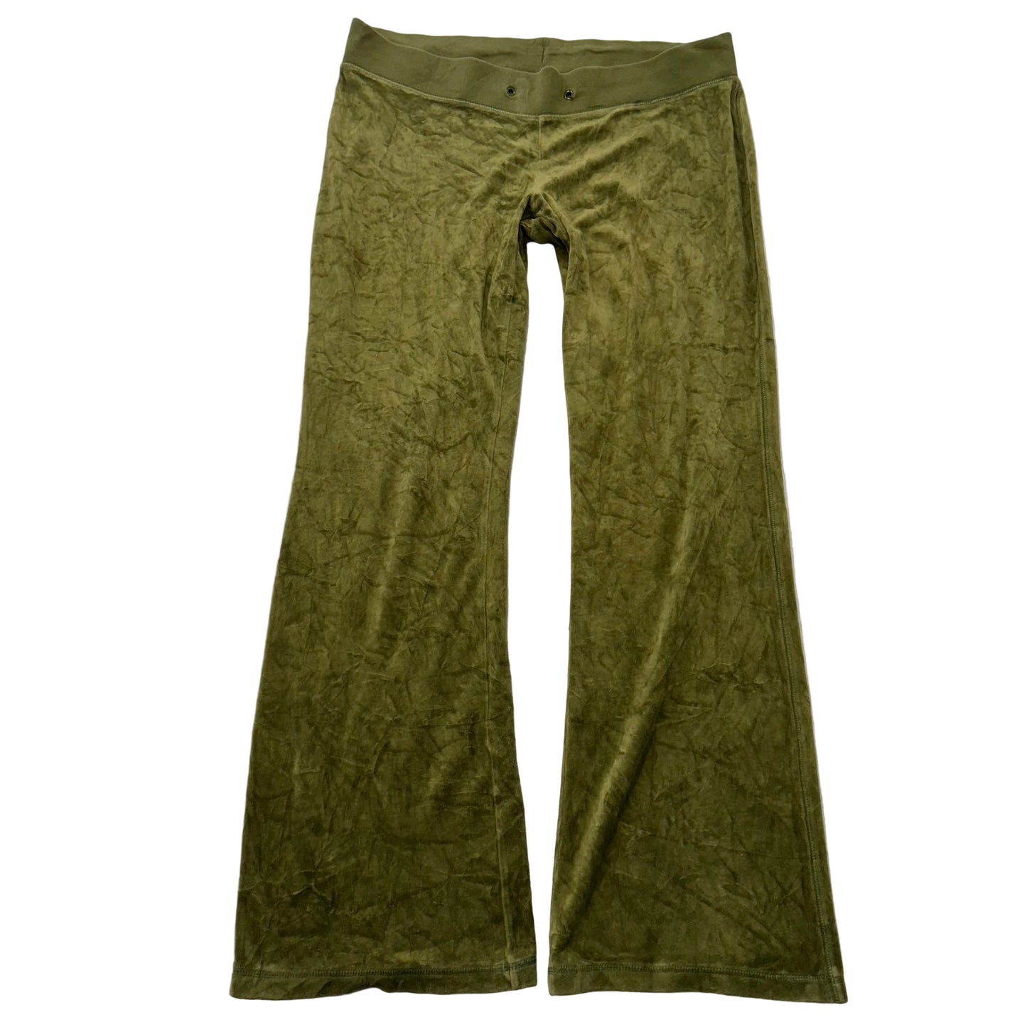 Juicy Couture Women's Olive Green Velour Flared Track Pant Loungewear Size XL