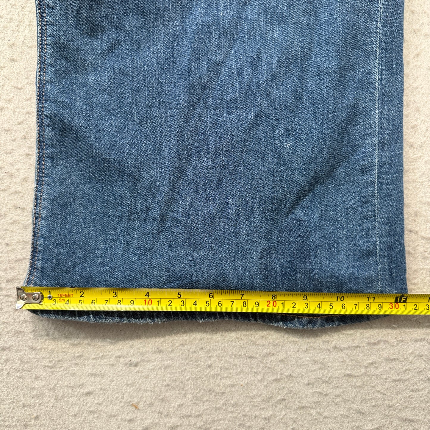 American Eagle Women's Blue Flared Denim Jeans Ripped Knees Stretch Size W34