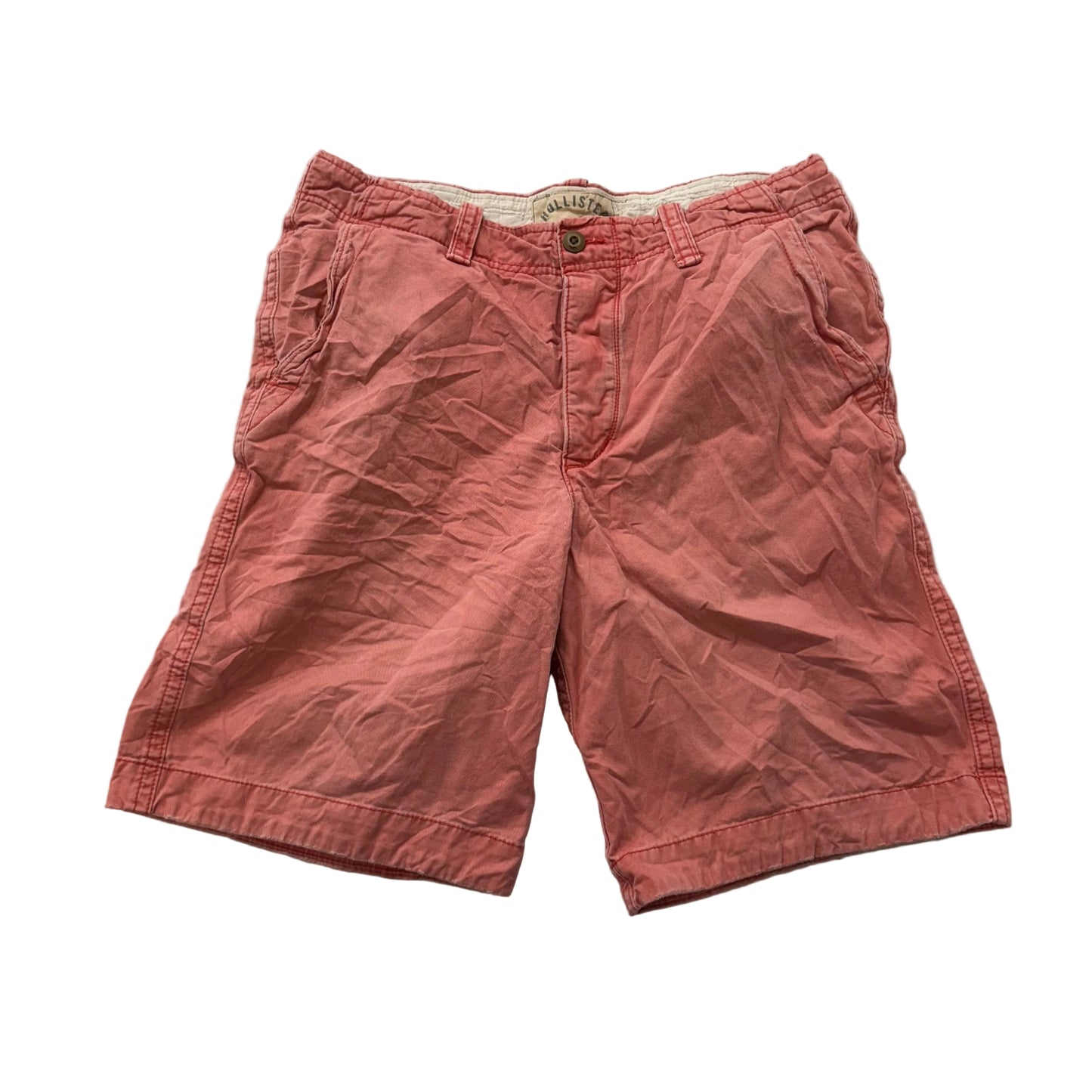 Hollister Men's Coral Salmon Chino Shorts Cotton Button Fly Casual Logo Size 34