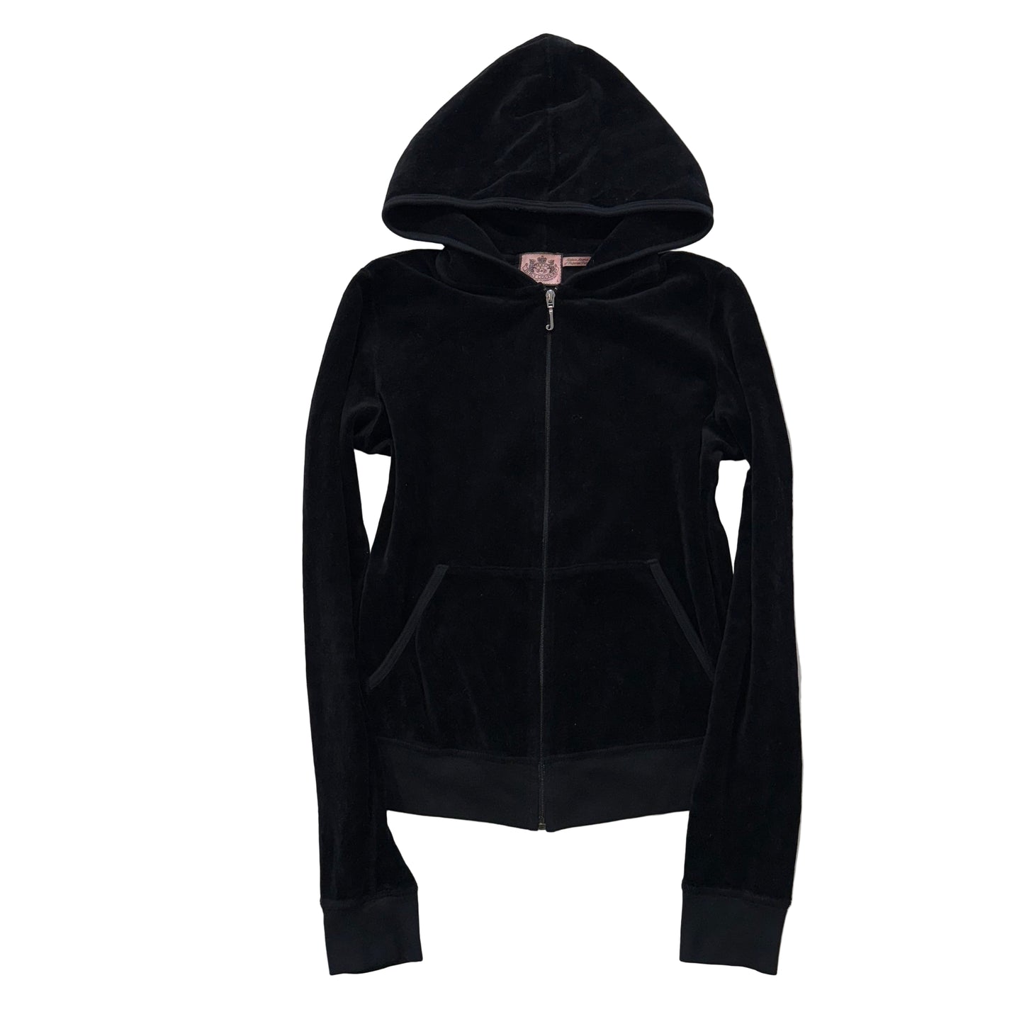 Juicy Couture Black Velour Full Zip Hoodie Size L