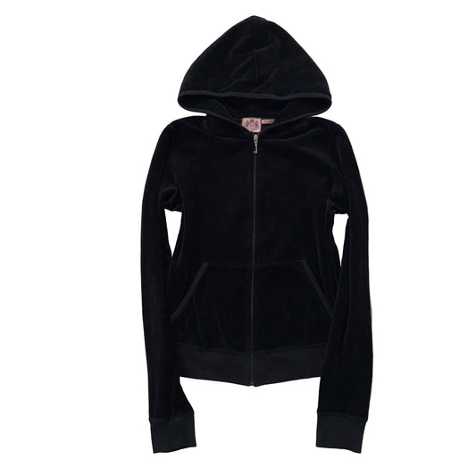 Juicy Couture Black Velour Full Zip Hoodie Size L