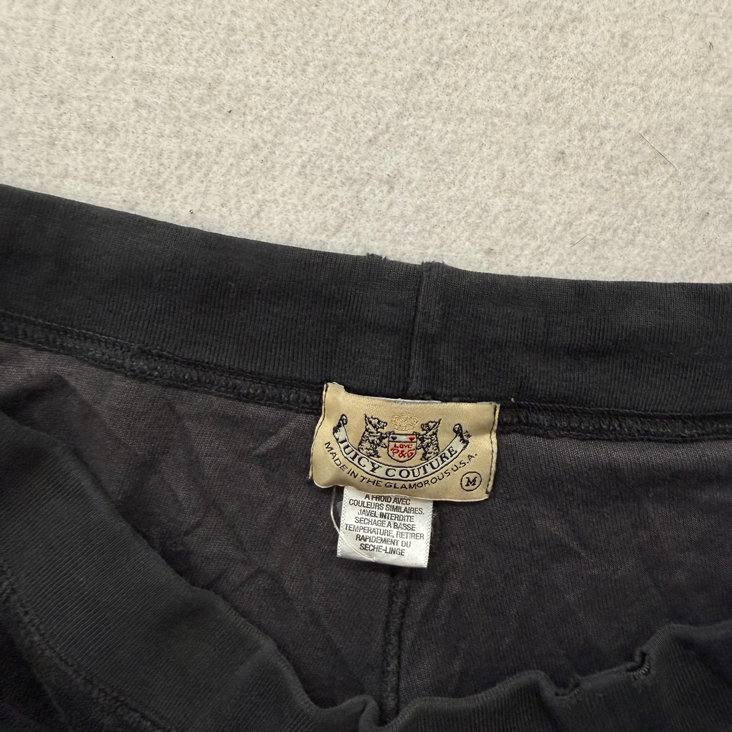 2003 Vintage Juicy Couture Women's Black Terrycloth Flared Track Pant Y2K Size M