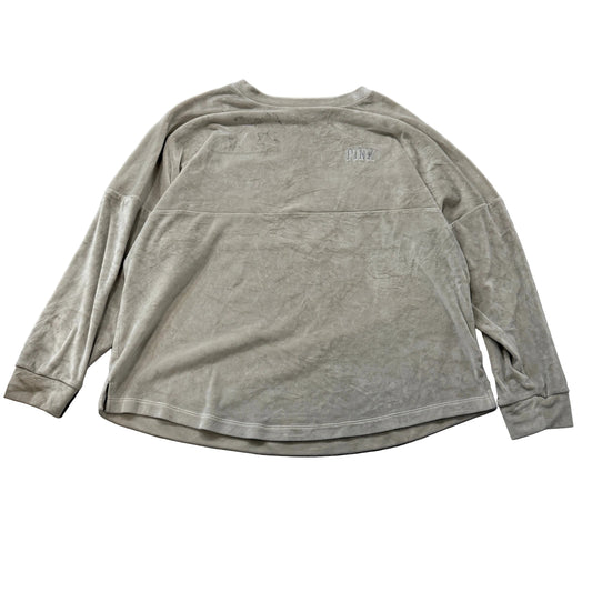 Victoria's Secret PINK Women's Tan Plush Velour Back Logo Sweatshirt Top Size XL