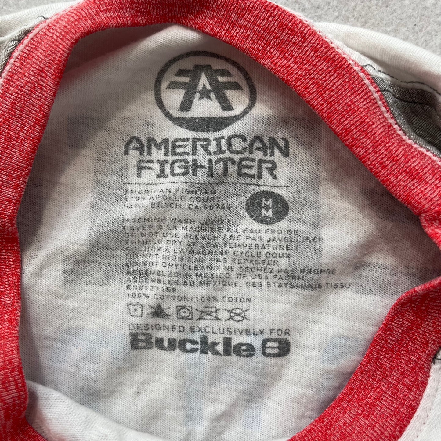 American Fighter Training Division Men White Red Graphic T-Shirt Pullover Size M
