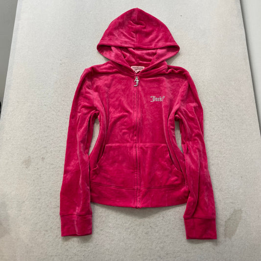 Juicy Couture Women's Hot Pink Velour Tracksuit Set Hoodie & Flared Pant Size L