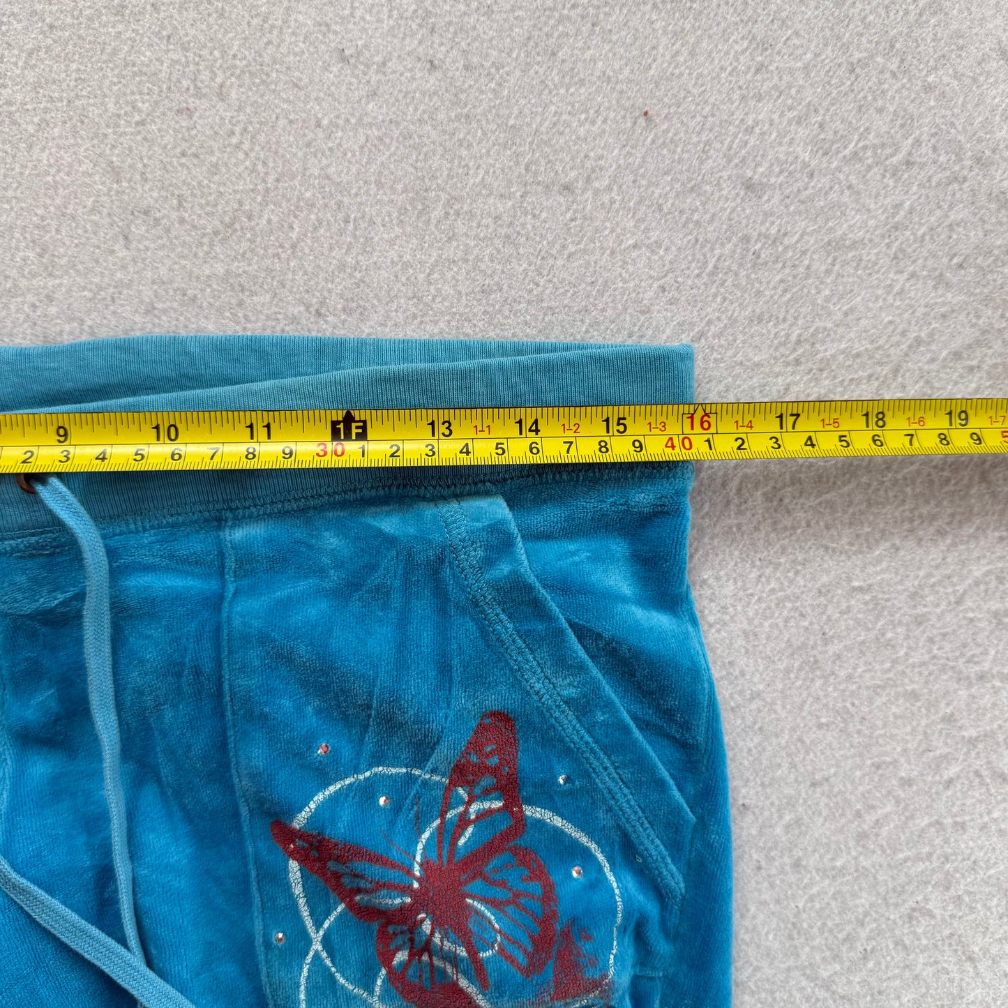 Vintage Juicy Couture Women's Ocean Blue Velour Flared Track Pant Pockets Size S