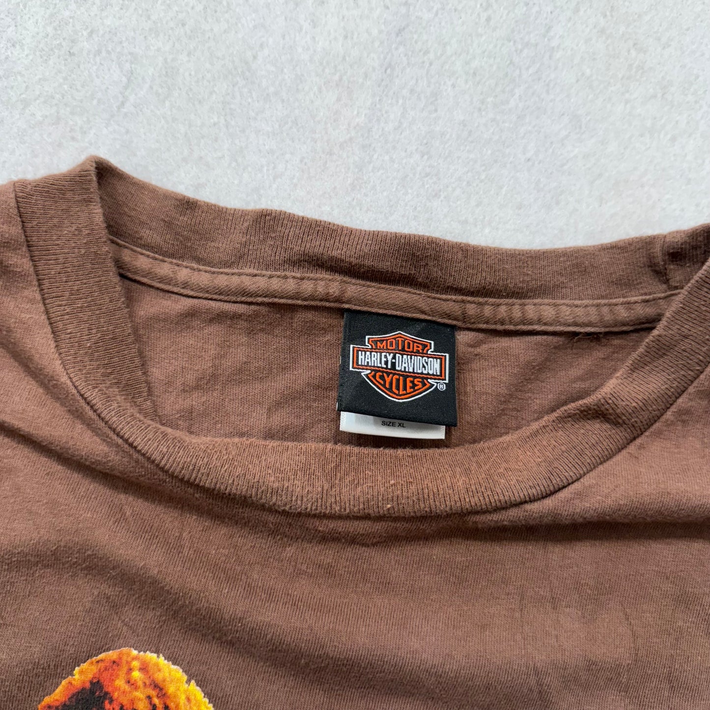 Harley-Davidson Men's Brown Cotton T-Shirt Crew Neck Graphic Streetwear Size XL